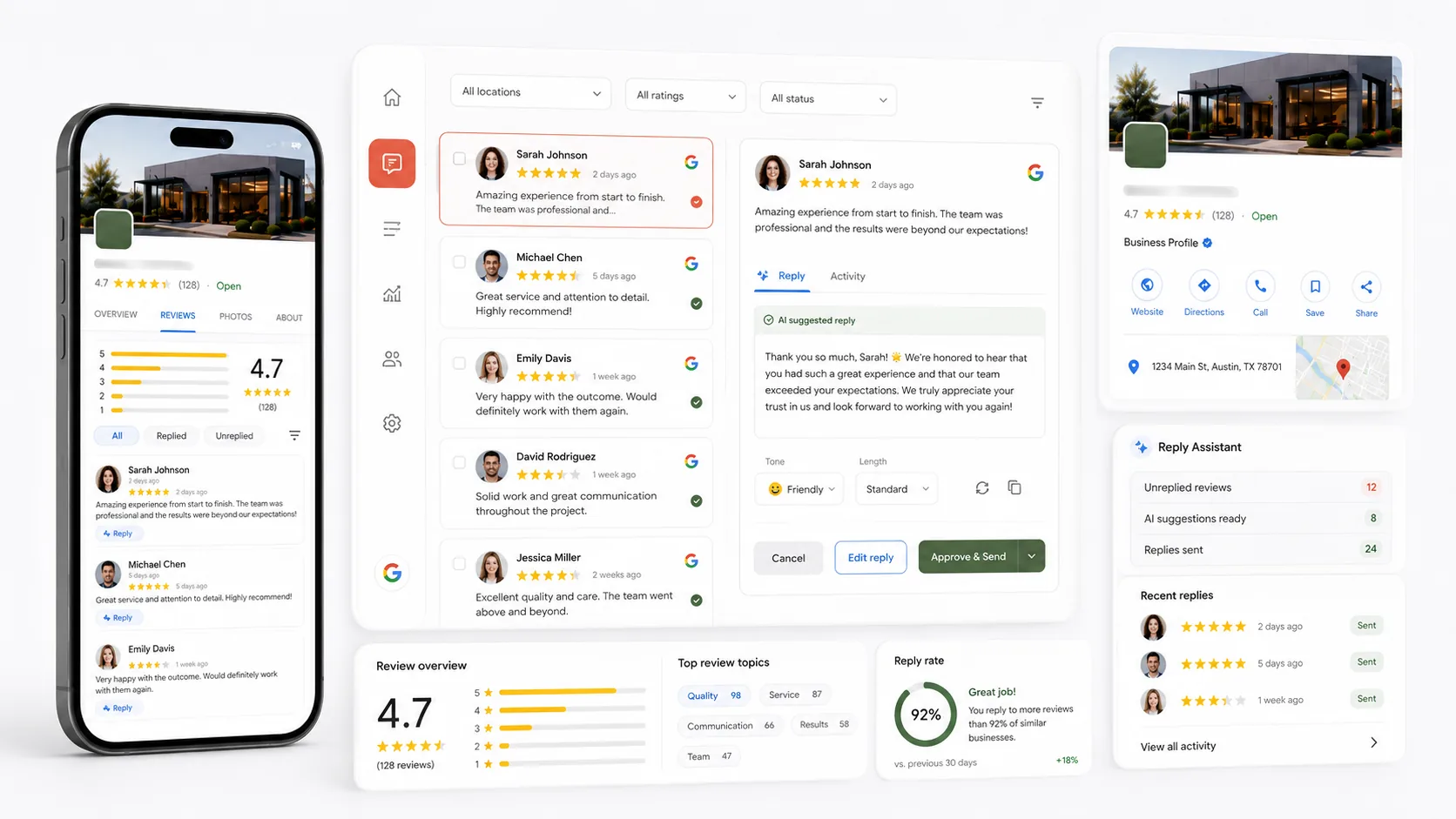 Google reviews reply agent drafting a reply in your tone of voice